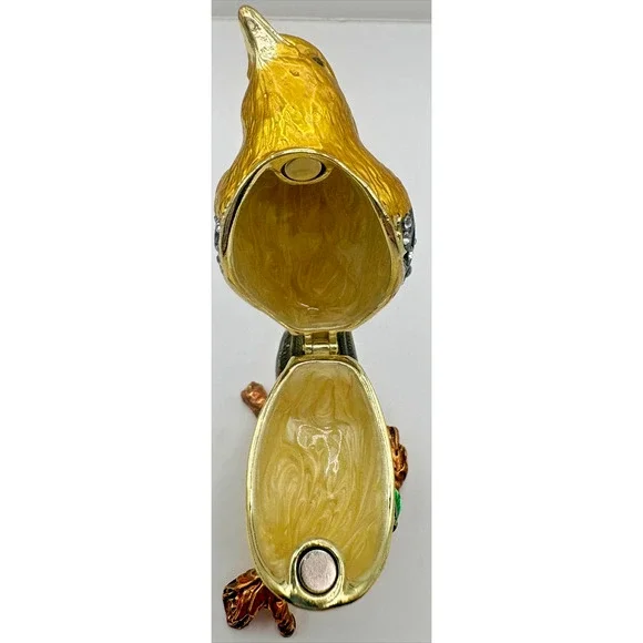 QIFU Decorative Hand Painted Lovely Bird Hinged Jewelry Trinket Box - Picture 5 of 6